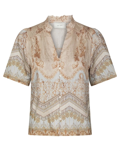 Neo Noir - Torana Flower Border Bluse - Flower Peach